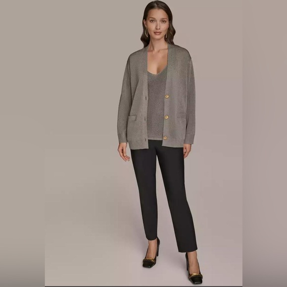 Donna Karan Women's Long-Sleeve Metallic Three-Button Cardigan. Small. NWT. - Picture 6 of 6